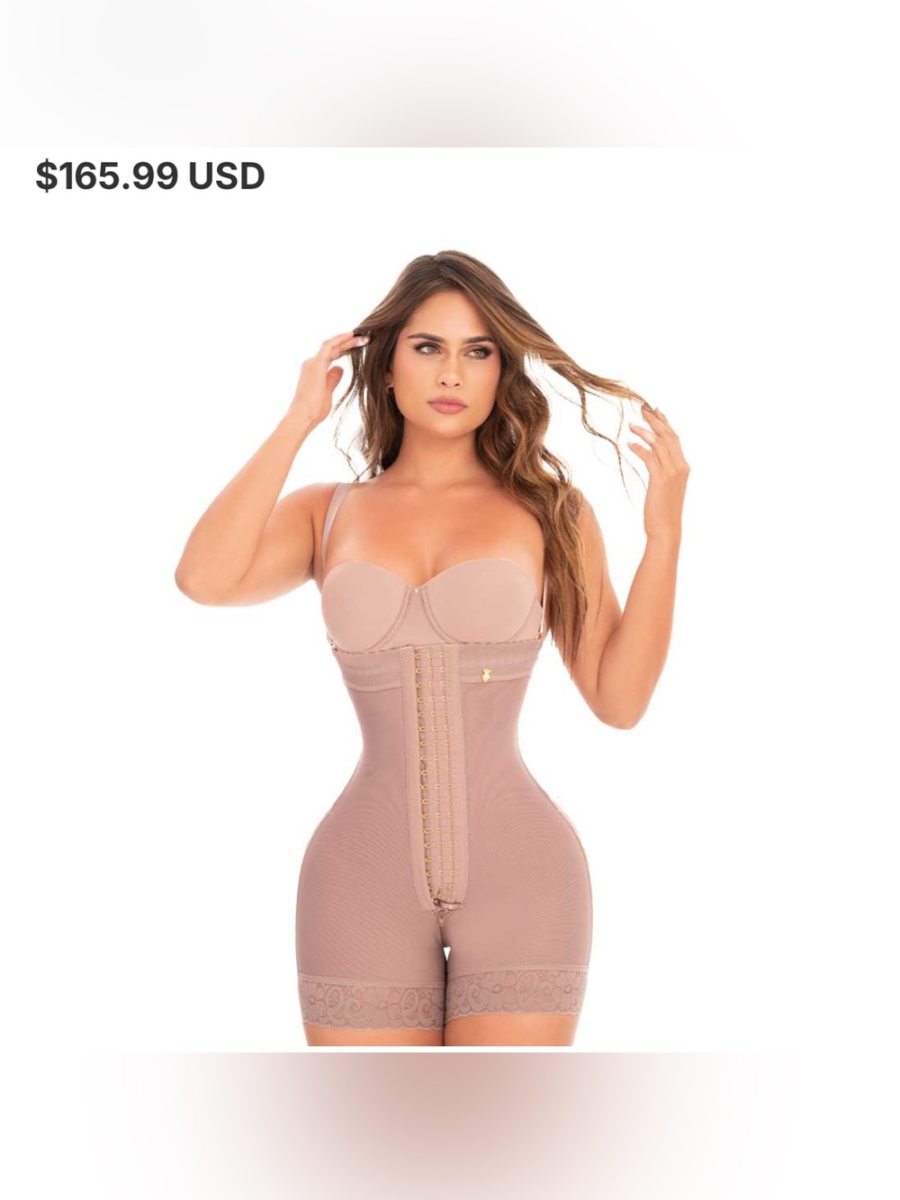 Ann Michell High-Waist Strapless Sculpting Bodysuit - Beige
